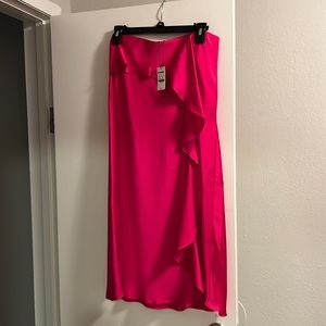 Express hot pink asymmetrical ruffle skirt
